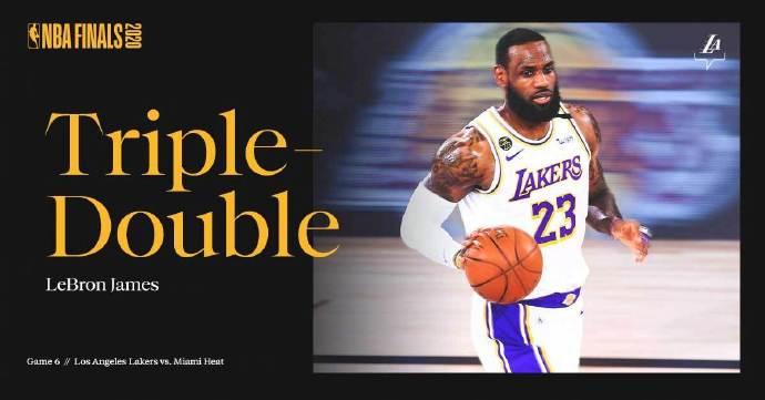 勒布朗·詹姆斯率湖人夺冠创历史三双纪录